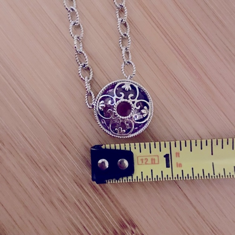 DeLatori 925 Silver & Lilac Crystal 20” Necklace - Picture 8 of 10